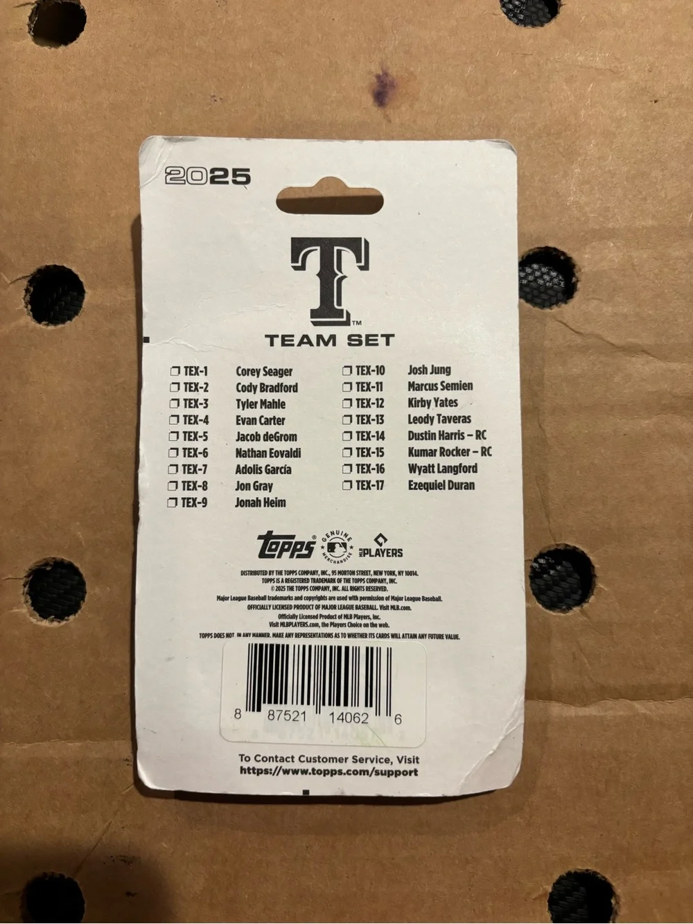 2025 Rangers Baseball Cards - in unopened package